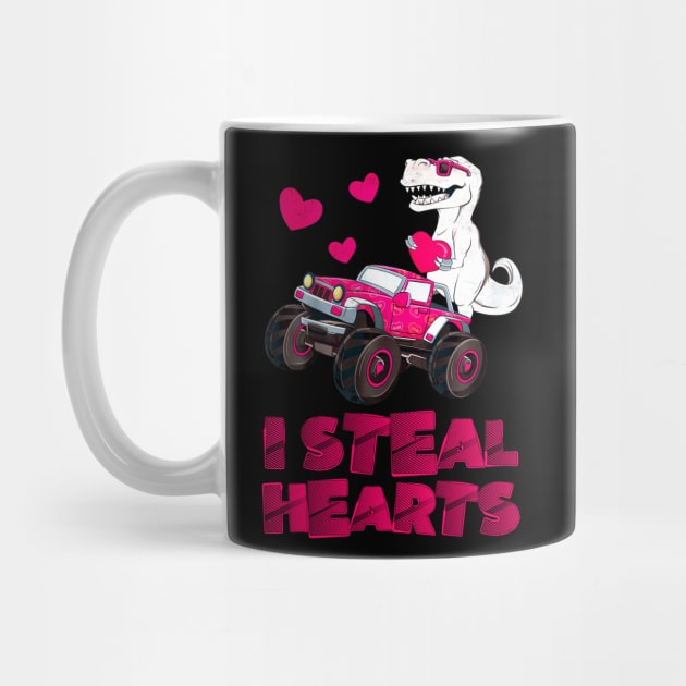 Kids I Steal Hearts Dinosaur Valentines Day For Baby Boys Toddler by ReneeShitd